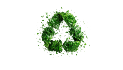 Green recycle symbol, leaf-like design