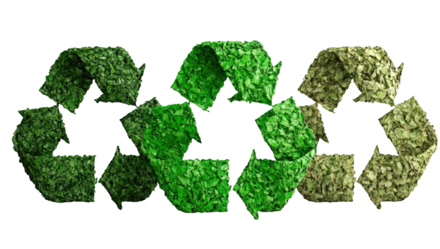 Three interconnected recycling symbols