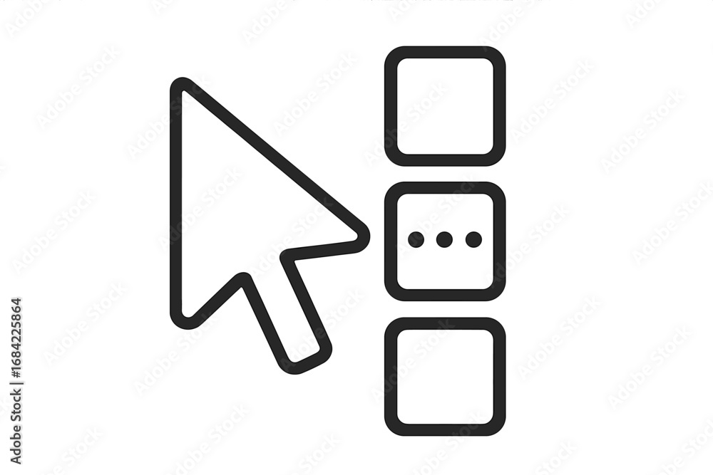 Fototapete cursor arrow selecting from a menu list. line icon for web, apps. ui ux symbol for user choice, navi