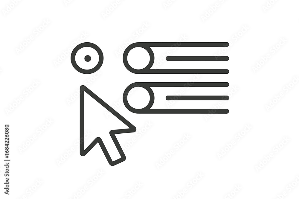 Fototapete cursor arrow selecting item from menu list. e-learning, online course, or webinar concept. user inte