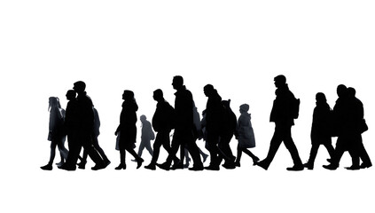 Silhouette of a large group of people walking (1)