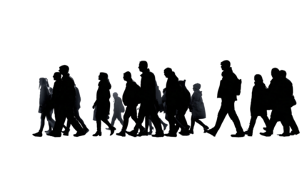 Silhouette of a large group of people walking (1)