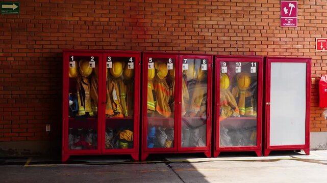 uniformes de bomberos en &aacute;rea industrial