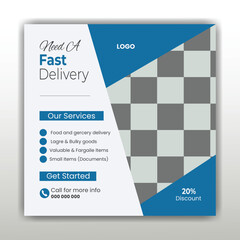 Obraz premium Vector fast delivery service social media post design template