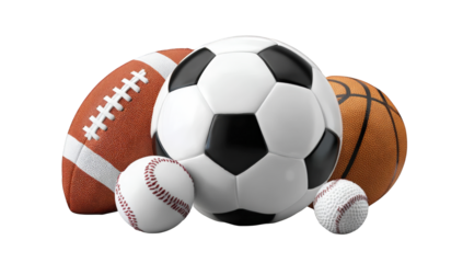 Sports balls clustered together