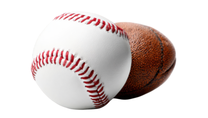 Two sports balls, baseball and football, close-up