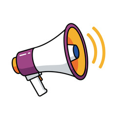 A cartoon illustration of a megaphone with sound waves