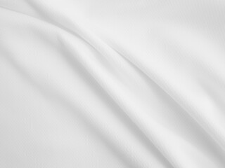 White crumpled fabric background. Wavy cloth texture