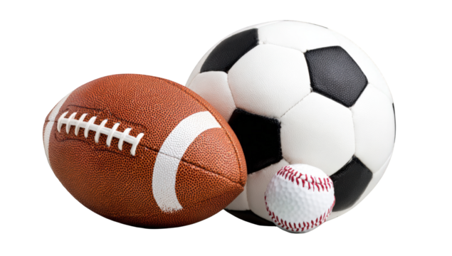 Three sports balls in close proximity