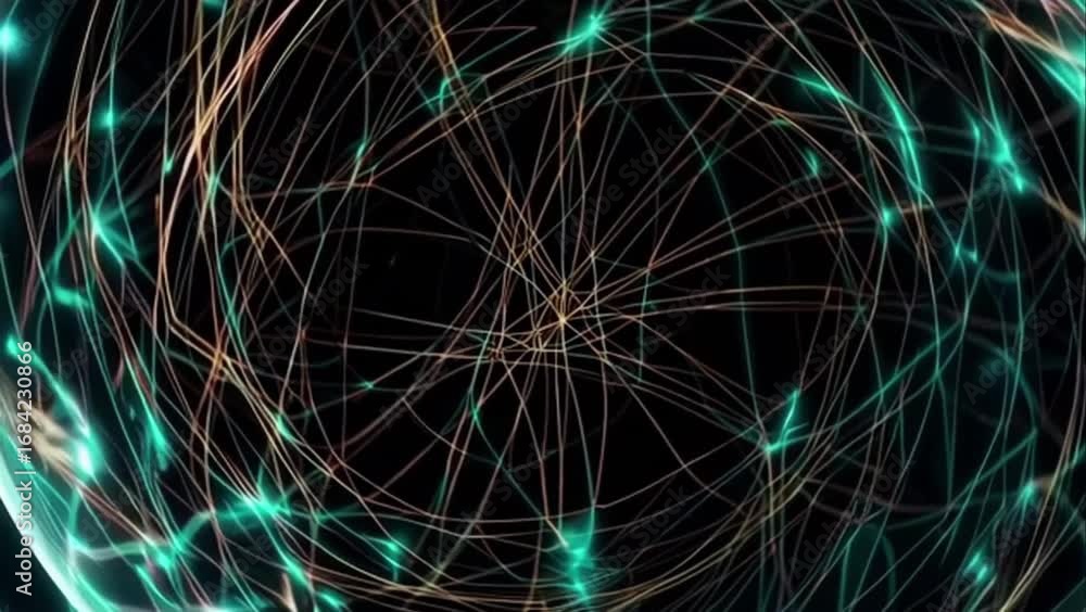 Wall mural glowing network sphere seamless looping video background