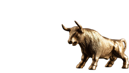 Golden bull statue against black background