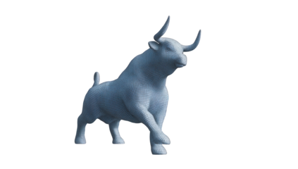 Light gray bull in dynamic pose