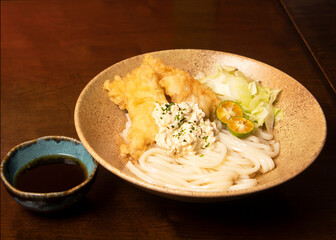 鶏の天ぷらとつけうどん