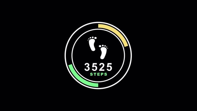 Steps Counter, Seamless Loop, Transparent Background, Alpha Channel Setting