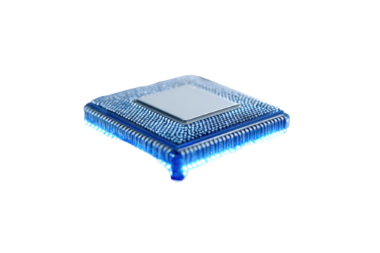 High-tech processor in vibrant blue - Powered by Adobe