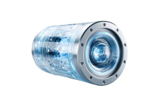 Cylindrical device with transparent inner structure and metallic exterior