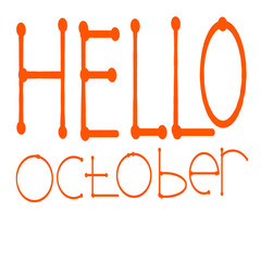Illustration of letters written Hello October for journal transparant background