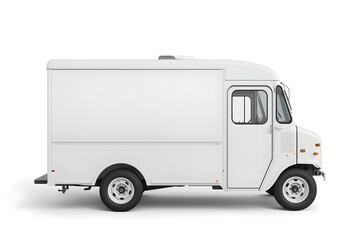 Fototapeta premium Side view of a generic white delivery truck with space for logos or ads, ideal for branding