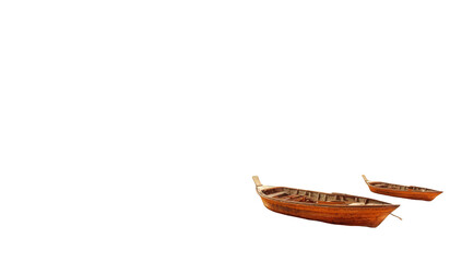 Two wooden boats on dark background