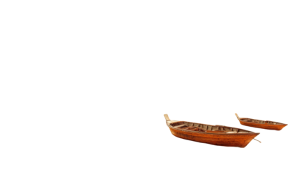 Two wooden boats on dark background