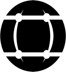 frame with bow and arrow abstract sphere circle