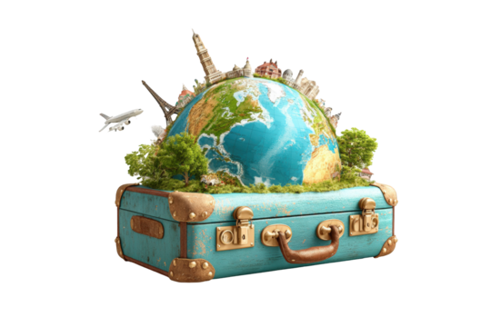 Globe on a vintage suitcase