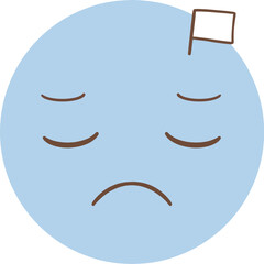 Sad face emoji surrendering and raising the white flag