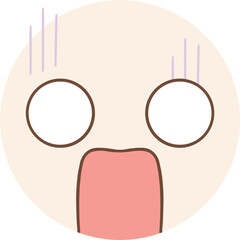 Cartoon emoji of a shocked face with big eyes and a wide mouth