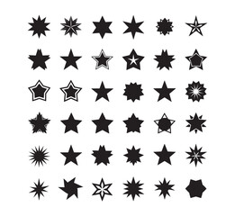 Vector Icons of Star Shape Silhouettes

