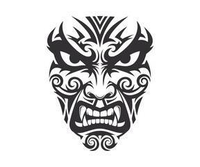 Fototapeta premium Furious Face Silhouette Icon, Bold Black Art