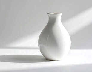 White Ceramic Vase on White Background.