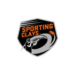 Sporting Clays Shooting Sports Target and Shotgun Gun Club Logo Template