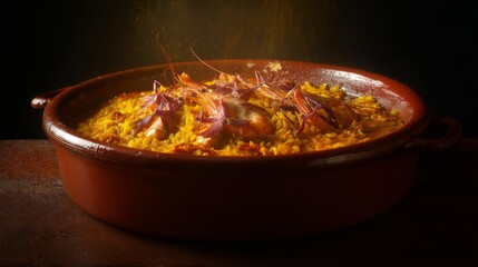 paella,saffron,terracotta,spain,rice,seafood,meal,spice,food,culinary,day,steam,cooking,celebration,feast,dish,national,golden,sunset,tradition