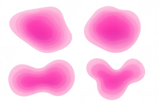 Four pink lava lamps on a transparent background creating a relaxing, meditative atmosphere with their soft, flowing shapes