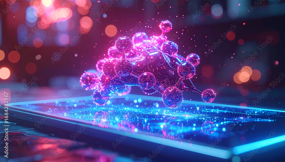 Poster digital microscopic virus: a vibrant microscopic representation of a virus bursts forth from a digit