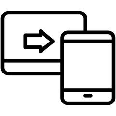 Tablet to Laptop Line Icon of Device switching (tablet to PC, phone to smart TV) Icon Set