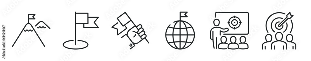 Poster achievement thin line icon set. web minimal editable stroke icons