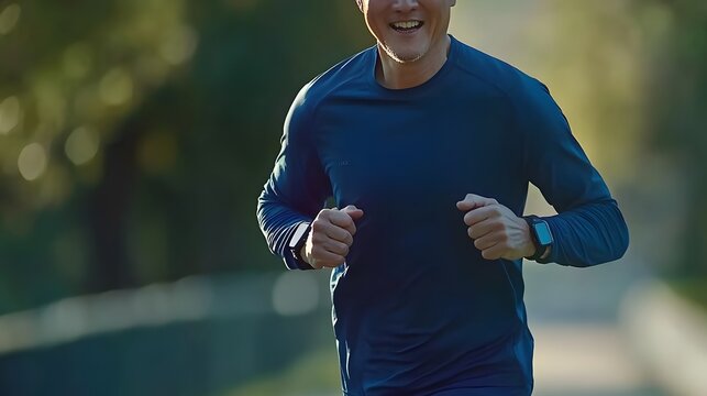 Happy Man Jogging Outdoors Active Lifestyle Fitness Runner