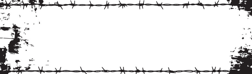 Grunge floral frame with sharp barbed wire for text