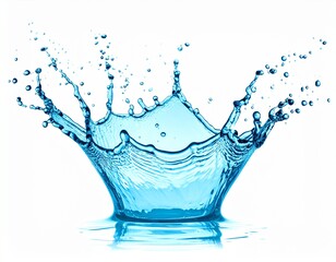 Water Splashes flow shapes with drops, shower and waves illustration isolated white 