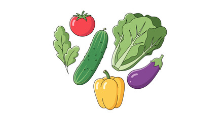 Fresh Vegetable Selection Arranged Creatively for Nutritional Education and Healthy Eating Campaigns, Suitable for Cookbook Illustrations and Dietary Guides.