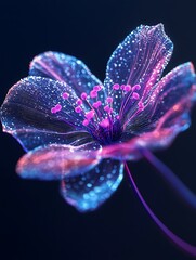 Close-up a Translucent Flower Glowing Pollen and Light Particles image