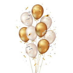 golden party balloons with ribbon transparent
