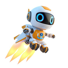 Futuristic Robot with Jetpack Flames