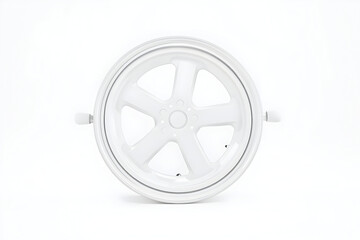 Obraz premium Striking white wheel, a modern interpretation of automotive design, isolated on a pristine field