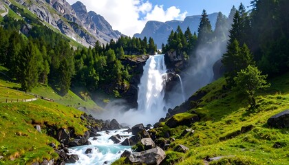 Fototapeta premium Majestic waterfall cascading down mountain