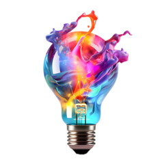 light bulb with colorful light bulbs transparent 