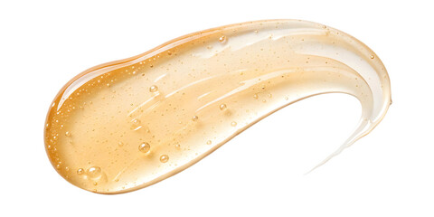 Golden gel swatch with bubbles isolated on transparent background