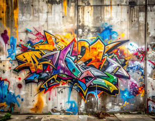 Fototapeta premium 落書き（グラフィティ）入りコンクリート壁 / Graffiti-Covered Concrete Wall