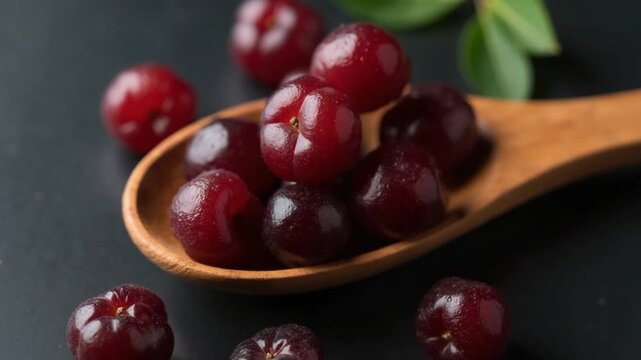 Prunes in a wooden spoon on a dark background